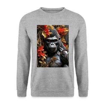 Spooky Plants Gorilla 1.6 - Unisex Sweatshirt - salt & pepper - Front - Alina (178cm) & Michal (187cm)