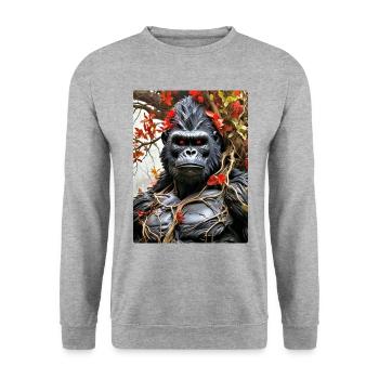 Spooky Plants Gorilla 1.8 - Unisex Sweatshirt - salt & pepper - Front - Alina (178cm) & Michal (187cm)