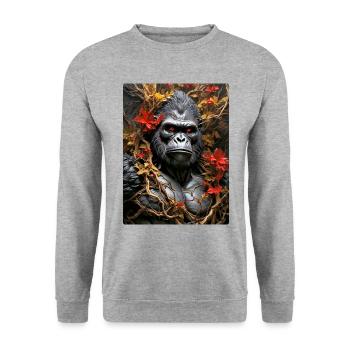 Spooky Plants Gorilla 1.4 - Unisex Sweatshirt - salt & pepper - Front - Alina (178cm) & Michal (187cm)