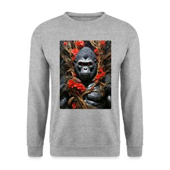 Spooky Plants Gorilla 1.9 - Unisex Sweatshirt - salt & pepper - Front - Alina (178cm) & Michal (187cm)