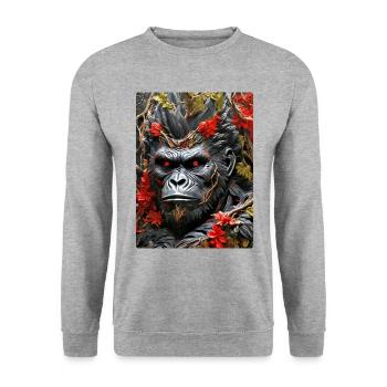 Spooky Plants Gorilla 1.3 - Unisex Sweatshirt - salt & pepper - Front - Alina (178cm) & Michal (187cm)