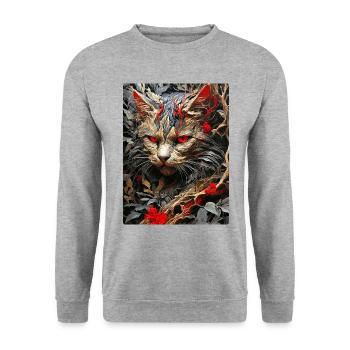 Spooky Plants Cat 1.4 - Unisex Sweatshirt - salt & pepper - Front - Alina (178cm) & Michal (187cm)