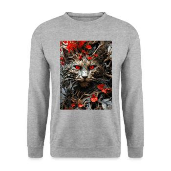 Spooky Plants Cat 1.6 - Unisex Sweatshirt - salt & pepper - Front - Alina (178cm) & Michal (187cm)