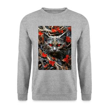 Spooky Plants Cat 1.2 - Unisex Sweatshirt - salt & pepper - Front - Alina (178cm) & Michal (187cm)