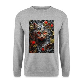 Spooky Plants Cat 1.1 - Unisex Sweatshirt - salt & pepper - Front - Alina (178cm) & Michal (187cm)
