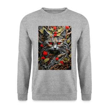 Spooky Plants Cat 1.3 - Unisex Sweatshirt - salt & pepper - Front - Alina (178cm) & Michal (187cm)