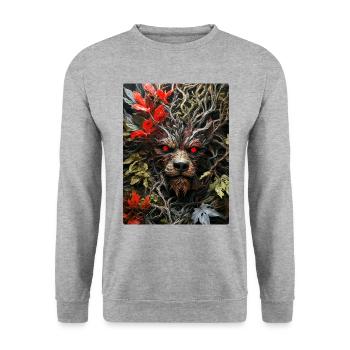 Gruselige Pflanzen Dog 1.6 - Unisex Pullover - Weißgrau meliert - Vorne - Alina (178cm) & Michal (187cm)