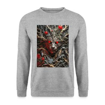 Gruselige Pflanzen Dog 1.2 - Unisex Pullover - Weißgrau meliert - Vorne - Alina (178cm) & Michal (187cm)
