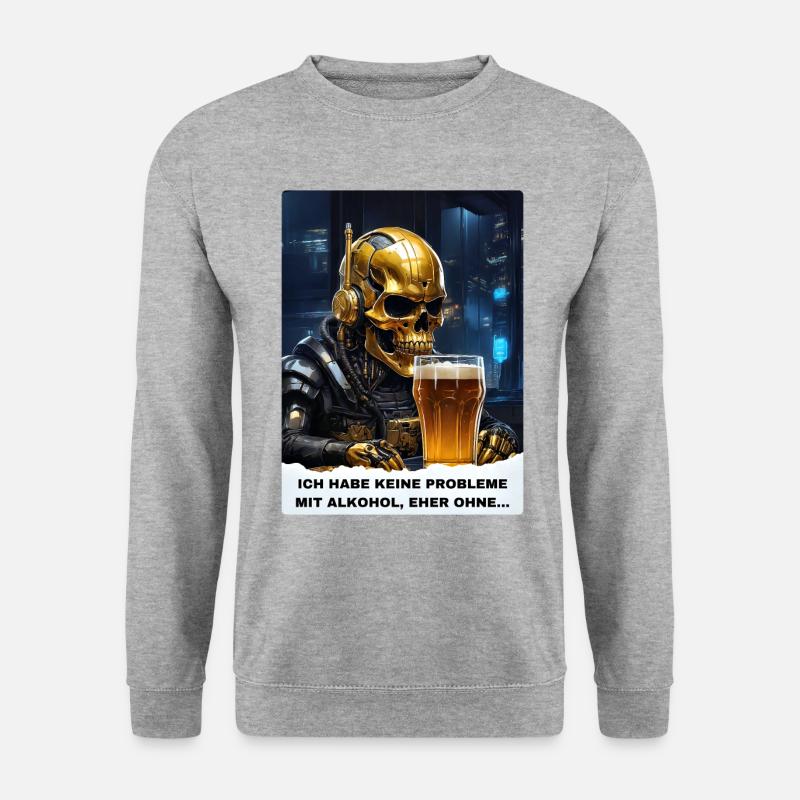 Bier Experte Skull 1.3 - Unisex Pullover - Weißgrau meliert