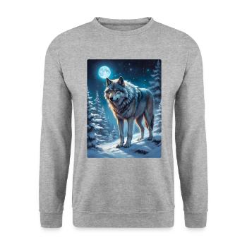 Winter Landscape Wolf 1.3 - Unisex Sweatshirt - salt & pepper - Front - Alina (178cm) & Michal (187cm)