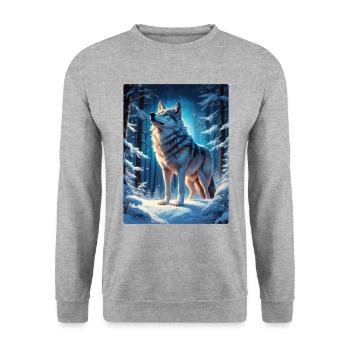 Loup de paysage d’hiver 1.11 - Sweat-shirt Unisexe - gris chiné - Devant - Alina (178cm) & Michal (187cm)