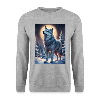 Loup de paysage d’hiver 1.7 - Sweat-shirt Unisexe - gris chiné - Devant - Alina (178cm) & Michal (187cm)
