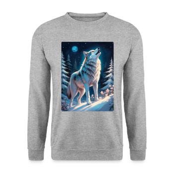 Paysage d’hiver Wolf 1.2 - Sweat-shirt Unisexe - gris chiné - Devant - Alina (178cm) & Michal (187cm)