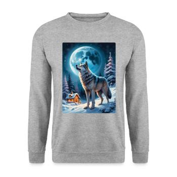 Loup de paysage d’hiver 1.6 - Sweat-shirt Unisexe - gris chiné - Devant - Alina (178cm) & Michal (187cm)