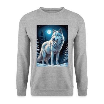 Loup Paysage D’hiver 1.8 - Sweat-shirt Unisexe - gris chiné - Devant - Alina (178cm) & Michal (187cm)