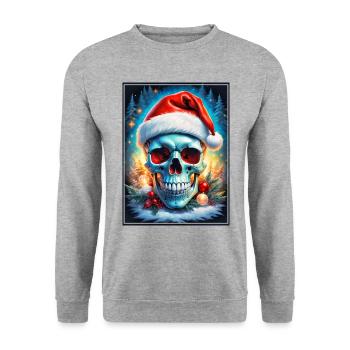 Christmas Skull 1.2 - Unisex Sweatshirt - salt & pepper - Front - Alina (178cm) & Michal (187cm)