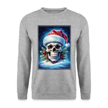 Christmas Skull 1.1 - Unisex Sweatshirt - salt & pepper - Front - Alina (178cm) & Michal (187cm)