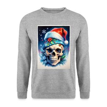 Christmas Skull 1.4 - Unisex Sweatshirt - salt & pepper - Front - Alina (178cm) & Michal (187cm)