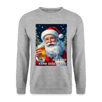 Weihnachten Santa Claus Bier 1.2 - Unisex Pullover - Weißgrau meliert - Vorne - Alina (178cm) & Michal (187cm)