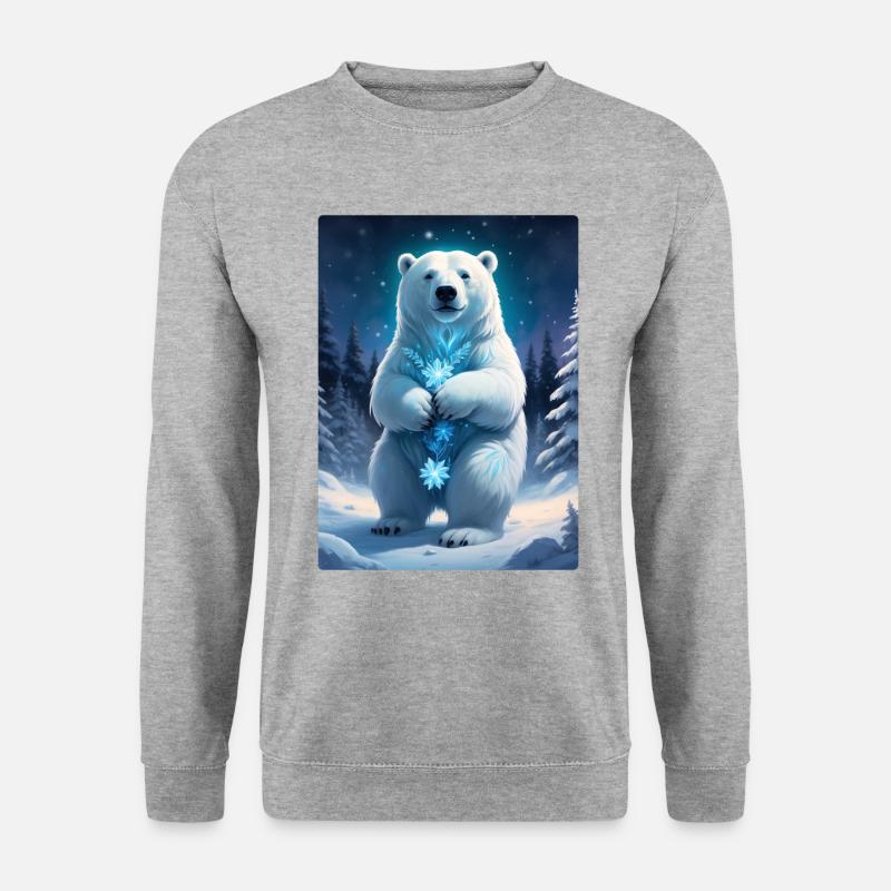 Winterlandschaft Bären 1.3 - Unisex Pullover - Weißgrau meliert