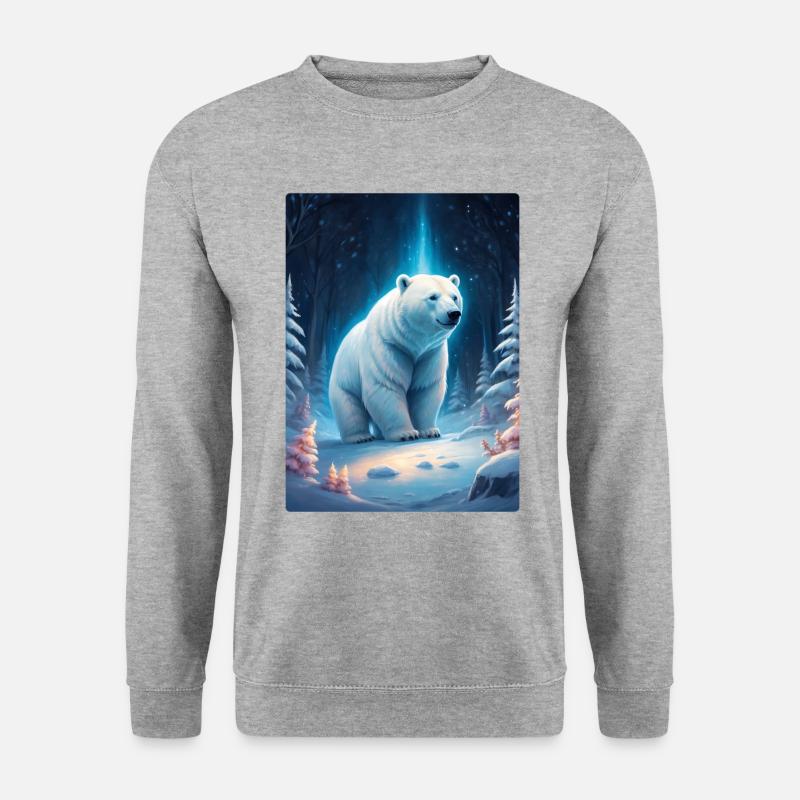 Winterlandschaft Bären 1.10 - Unisex Pullover - Weißgrau meliert