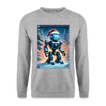 Robot Paysage D’hiver 1.15 - Sweat-shirt Unisexe - gris chiné - Devant - Alina (178cm) & Michal (187cm)