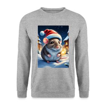Winterlandschaft Maus 1.6 - Unisex Pullover - Weißgrau meliert - Vorne - Alina (178cm) & Michal (187cm)
