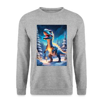 Winter Landscape Dino 3.1 - Unisex Sweatshirt - salt & pepper - Front - Alina (178cm) & Michal (187cm)