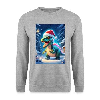 Winterlandschaft Dino 2.6 - Unisex Pullover - Weißgrau meliert - Vorne - Alina (178cm) & Michal (187cm)