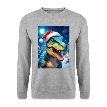Winterlandschaft Dino 2.10 - Unisex Pullover - Weißgrau meliert - Vorne - Alina (178cm) & Michal (187cm)