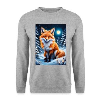 Winter Landscape Fox 1.1 - Unisex Sweatshirt - salt & pepper - Front - Alina (178cm) & Michal (187cm)