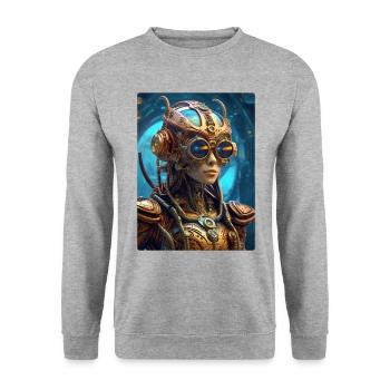 Extraterrestre steampunk 1.13 - Sweat-shirt Unisexe - gris chiné - Devant - Alina (178cm) & Michal (187cm)