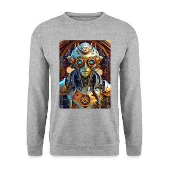 Steampunk Alien 1.8 - Unisex Pullover - Weißgrau meliert - Vorne - Alina (178cm) & Michal (187cm)