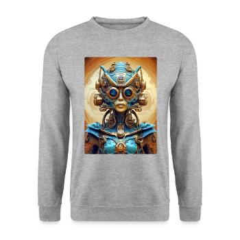 Steampunk Alien 1.10 - Unisex Sweatshirt - salt & pepper - Front - Alina (178cm) & Michal (187cm)