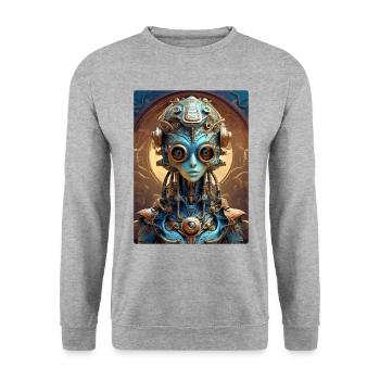 Steampunk Alien 1.5 - Unisex Sweatshirt - salt & pepper - Front - Alina (178cm) & Michal (187cm)