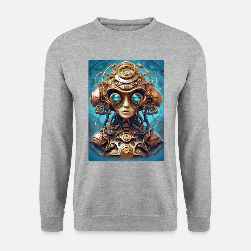 Steampunk Alien 1.2 - Unisex Pullover - Weißgrau meliert