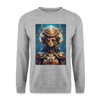 Steampunk Alien 1.15 - Unisex Sweatshirt - salt & pepper - Front - Alina (178cm) & Michal (187cm)