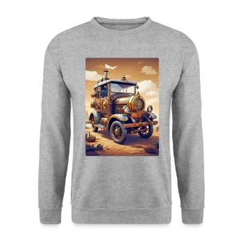 Steampunk Automobile 1.7 - Unisex Pullover - Weißgrau meliert - Vorne - Alina (178cm) & Michal (187cm)