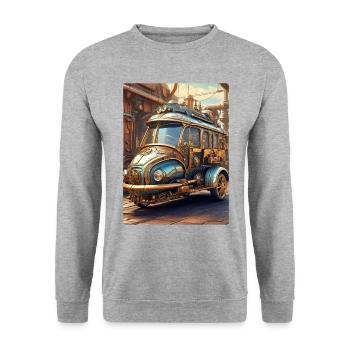 Steampunk Automobile 1.4 - Unisex Pullover - Weißgrau meliert - Vorne - Alina (178cm) & Michal (187cm)