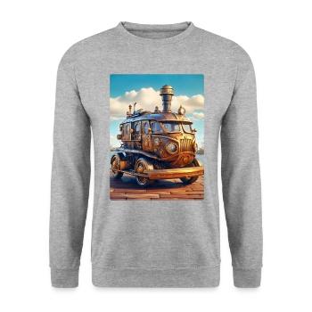 Steampunk Automobile 1.1 - Unisex Pullover - Weißgrau meliert - Vorne - Alina (178cm) & Michal (187cm)