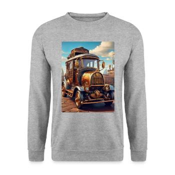 Steampunk Automobile 1.15 - Unisex Pullover - Weißgrau meliert - Vorne - Alina (178cm) & Michal (187cm)