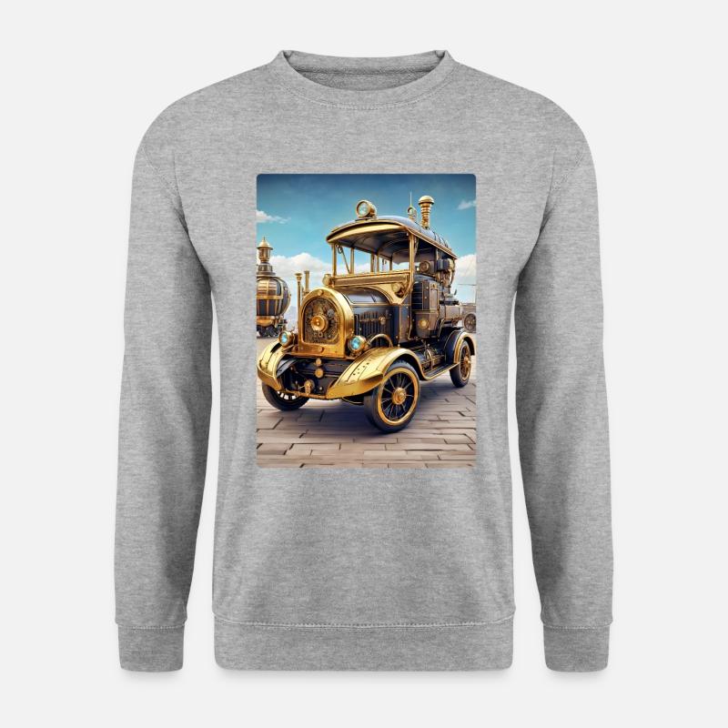 Steampunk Automobile 1.12 - Unisex Pullover - Weißgrau meliert