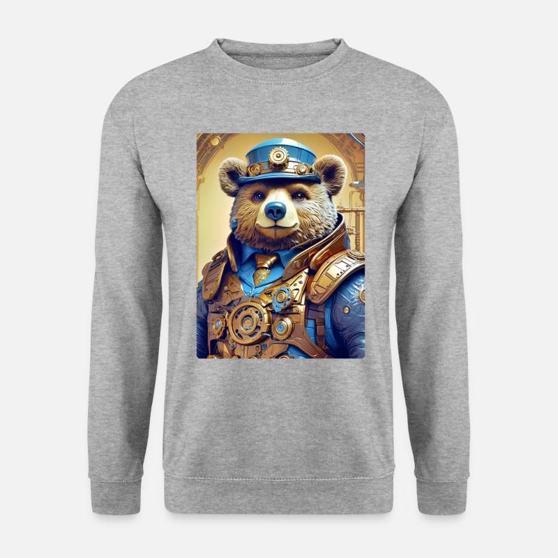 Steampunk Bär 1.6 - Unisex Pullover - Weißgrau meliert