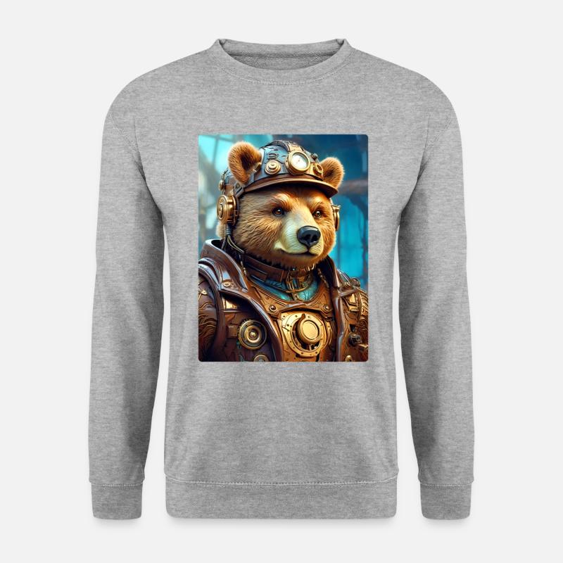 Steampunk Bär 1.17 - Unisex Pullover - Weißgrau meliert