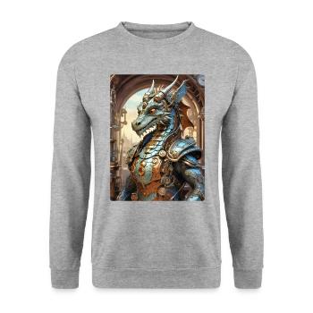 Steampunk Dragon 1.14 - Unisex Sweatshirt - salt & pepper - Front - Alina (178cm) & Michal (187cm)
