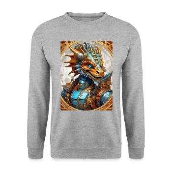 Steampunk Dragon 1.6 - Unisex Sweatshirt - salt & pepper - Front - Alina (178cm) & Michal (187cm)
