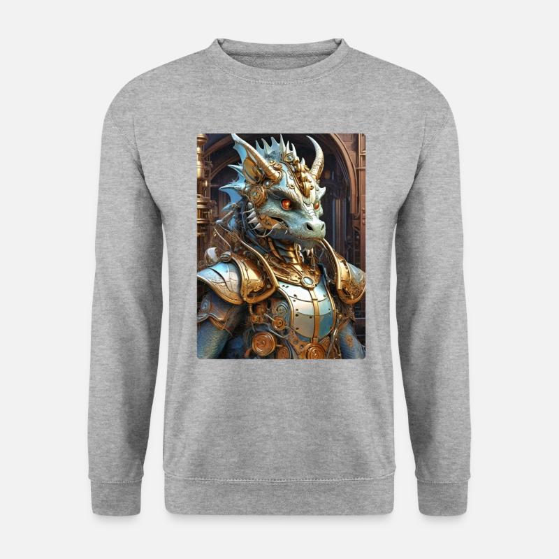 Steampunk Dragon 1.18 - Unisex Pullover - Weißgrau meliert
