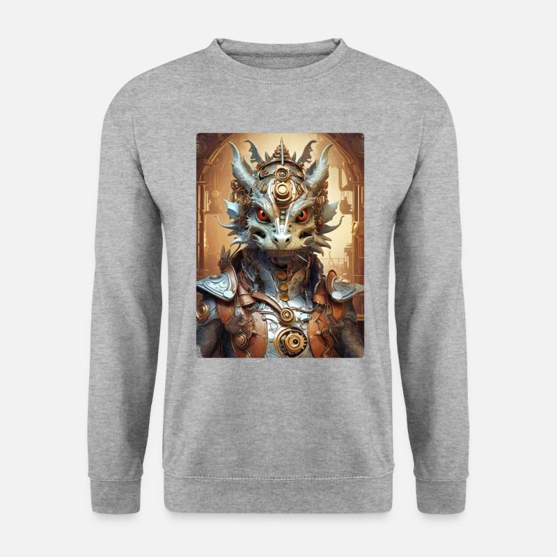Steampunk Dragon 1.7 - Unisex Pullover - Weißgrau meliert