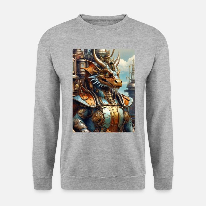 Steampunk Dragon 1.17 - Unisex Pullover - Weißgrau meliert