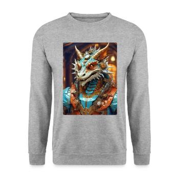 Steampunk Dragon 1.1 - Unisex Sweatshirt - salt & pepper - Front - Alina (178cm) & Michal (187cm)